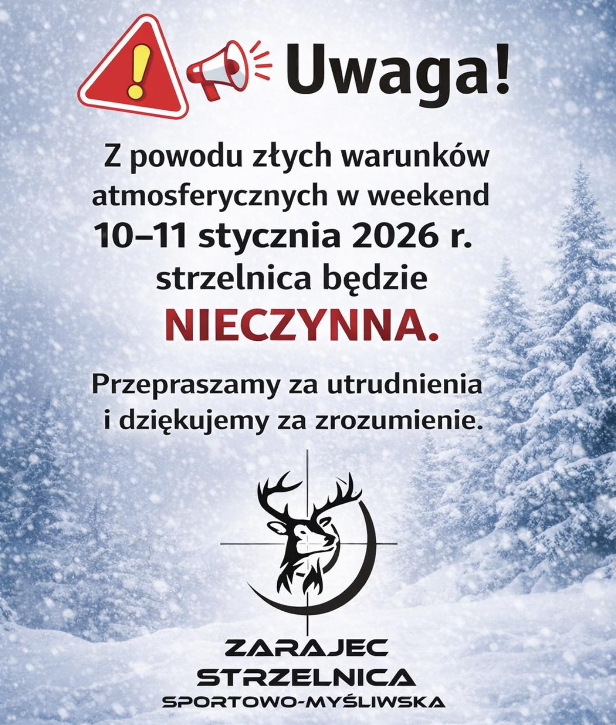 10-11 Stycznia Strzelnica będzie NIECZYNNA